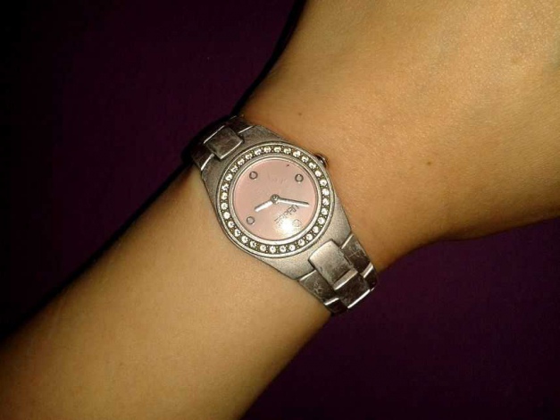 Esprit Kinder-Uhr / Armbanduhr * rosé-silber * rosa Ziffernblatt * Glitzersteinchen * evtl. defekt