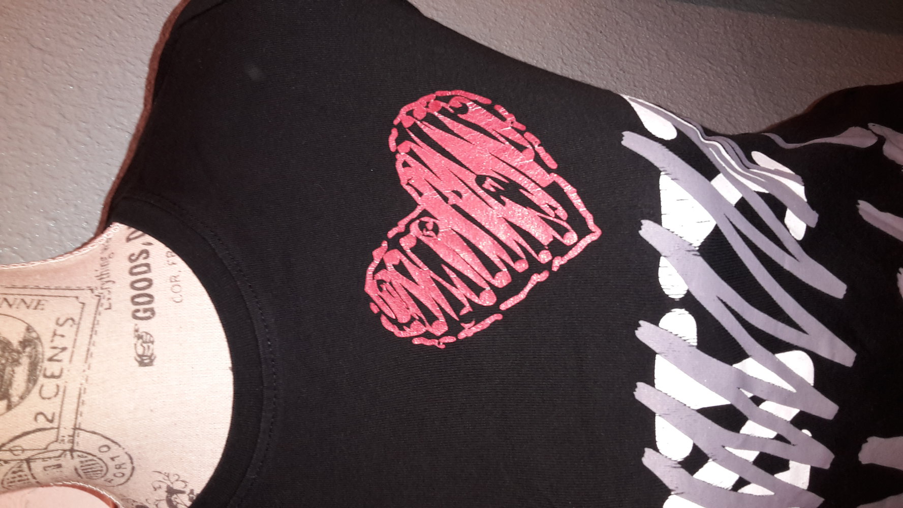 schwarzes T-Shit GrS/36 I love NY you Druck herz  Gothic emo punk