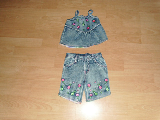 2 Teiler, Shorts und Top aus Jeans, Gr. 86