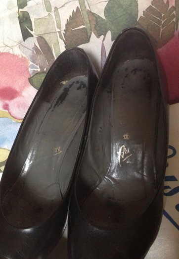 60er Jahre Leder Pumps Schwarz