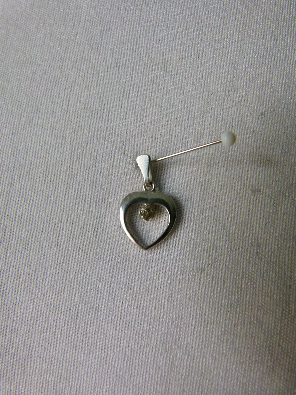 Kleiner Herz Anhänger, mit Strasssteinchen, 835er Echtsilber, Vintage Boho Mori