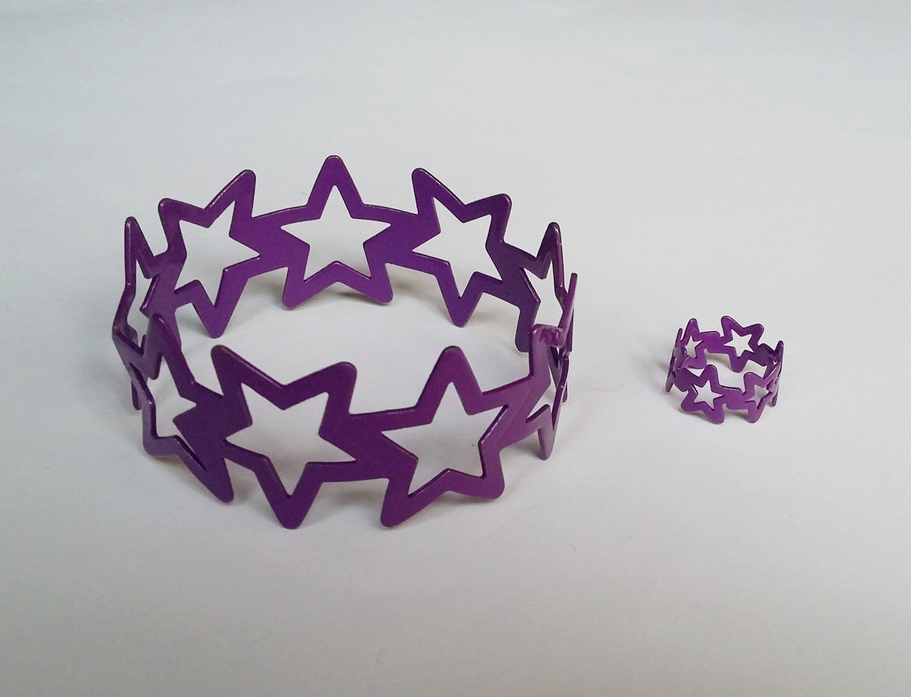 NEU Schmuckset Schmuck Set Armreif Ring lila violett Emo Sterne Metall Ensemble