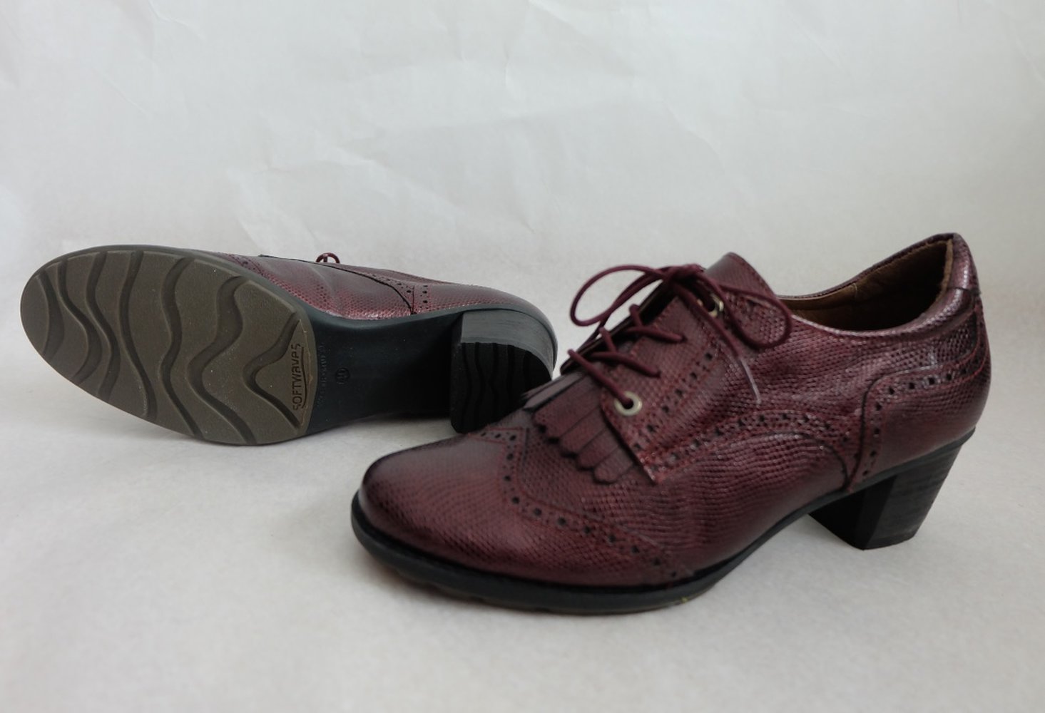 Softwaves Damen Schnürpumps, Schnürschuhe Rot-Braun Metallic in Grösse 40