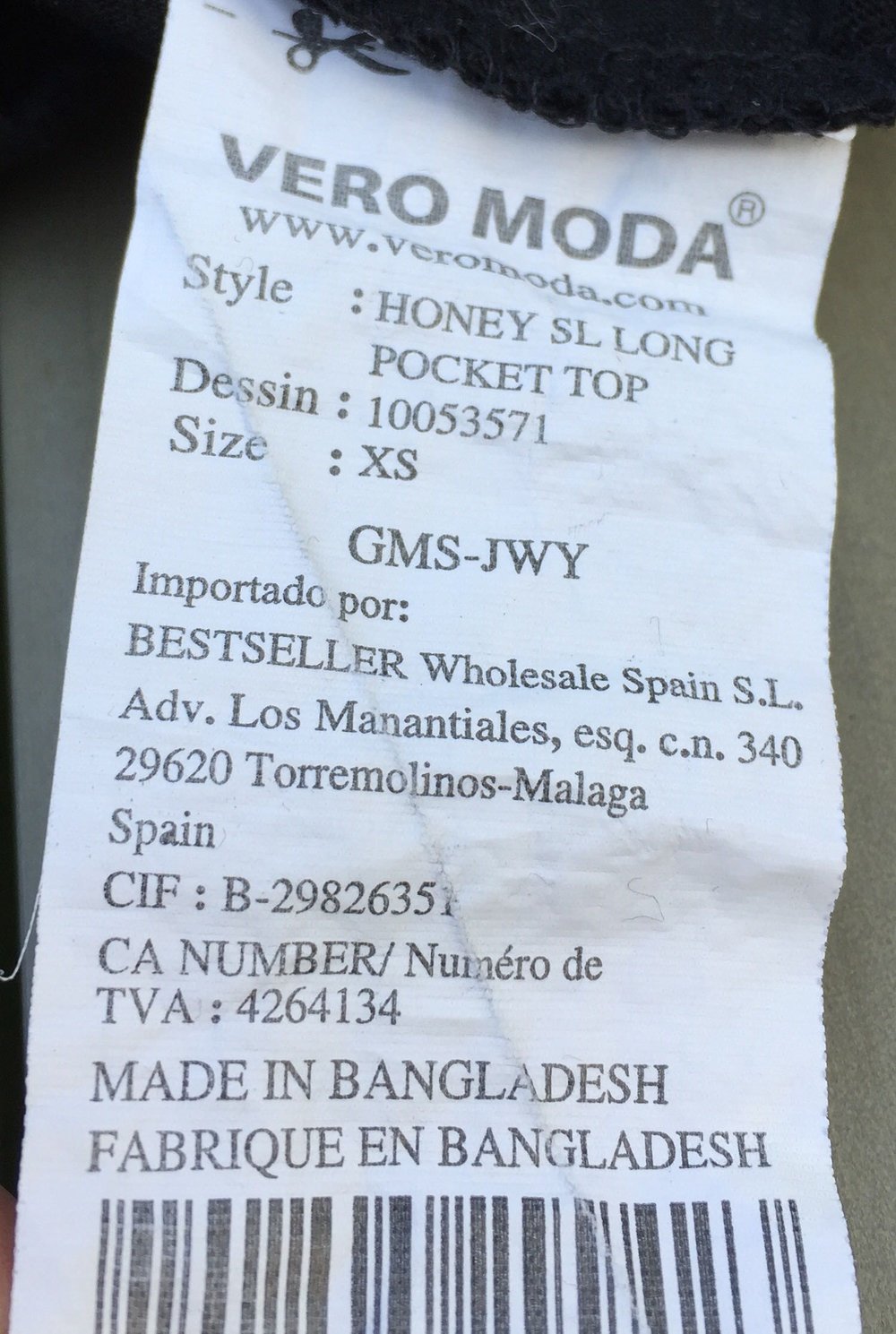 VERO MODA Top LONGTOP Gr. XS