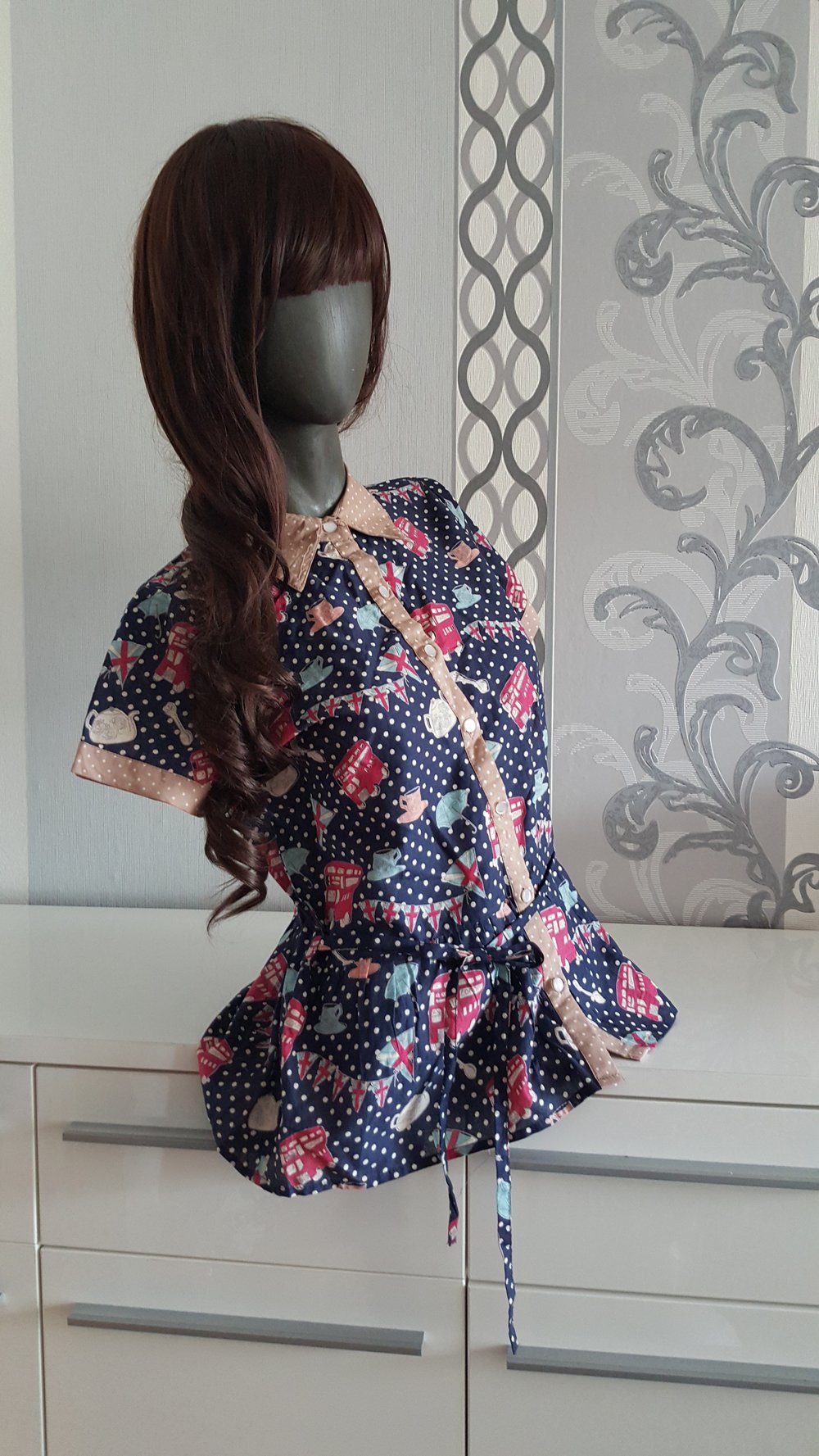 London Shirt Yumi im Retro Look ausgez. L 38 / 40 Polka Dots