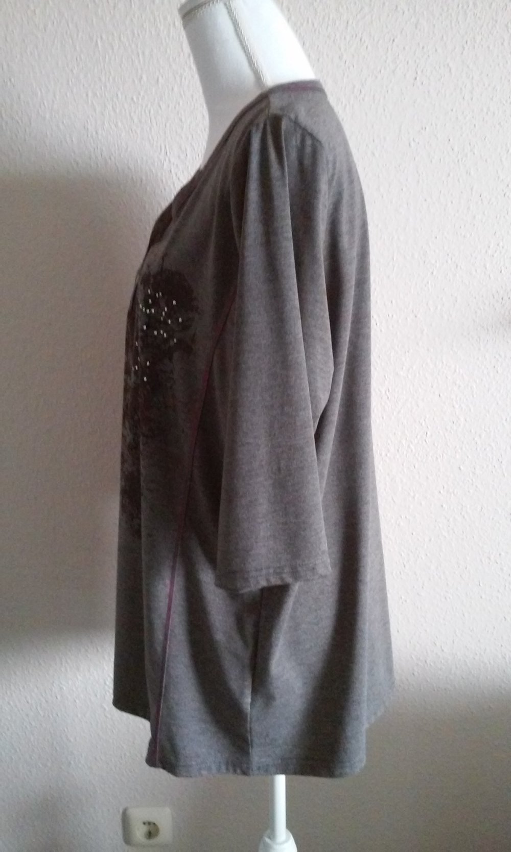 Damen T-Shirt Shirt Pulli mit V-Ausschnitt Bigshirt 3/4 Arm (bügelfrei)