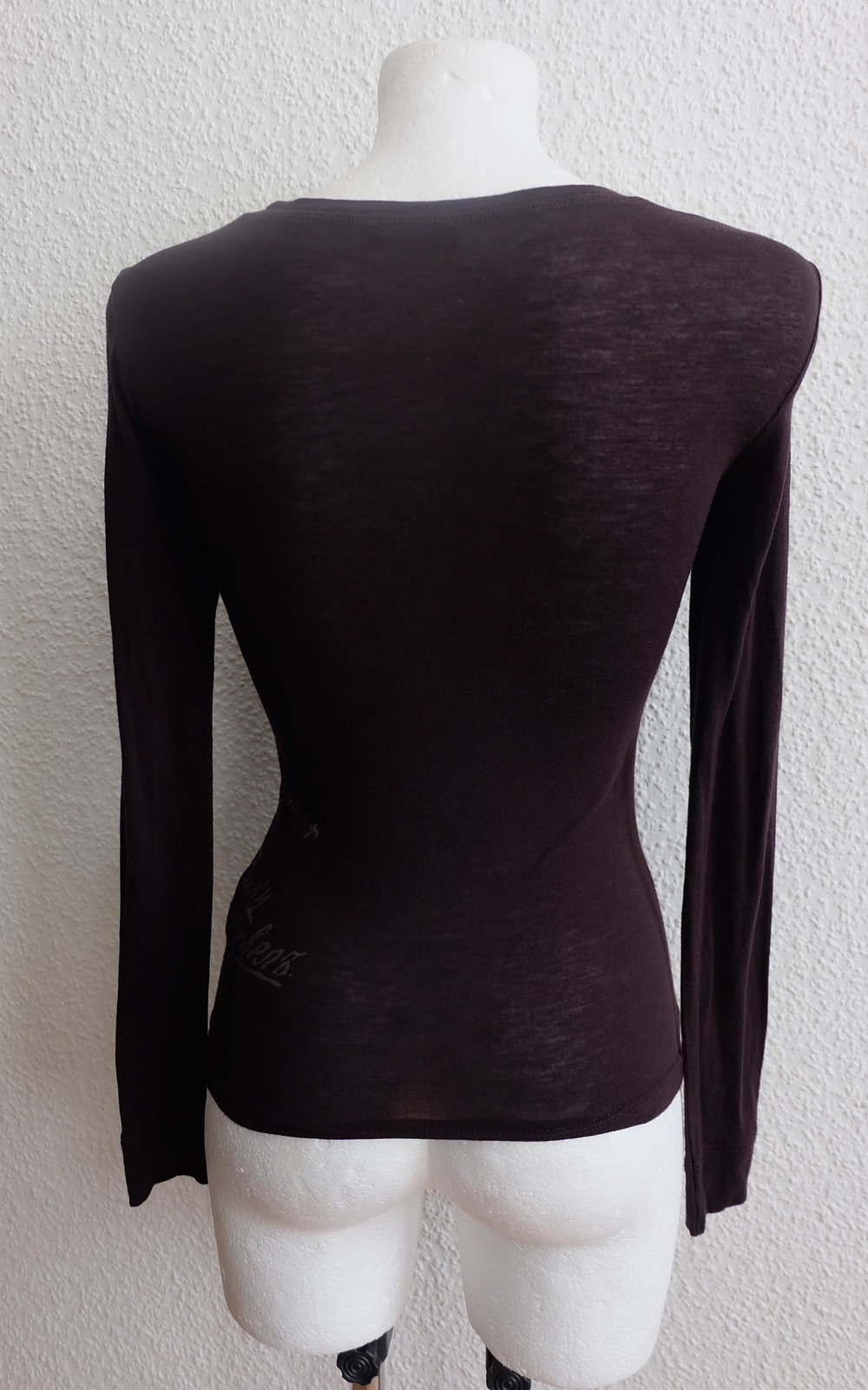 Shirt Viskose & Wolle, figurbetont, braun Schwarz mit Libellen Druck, 