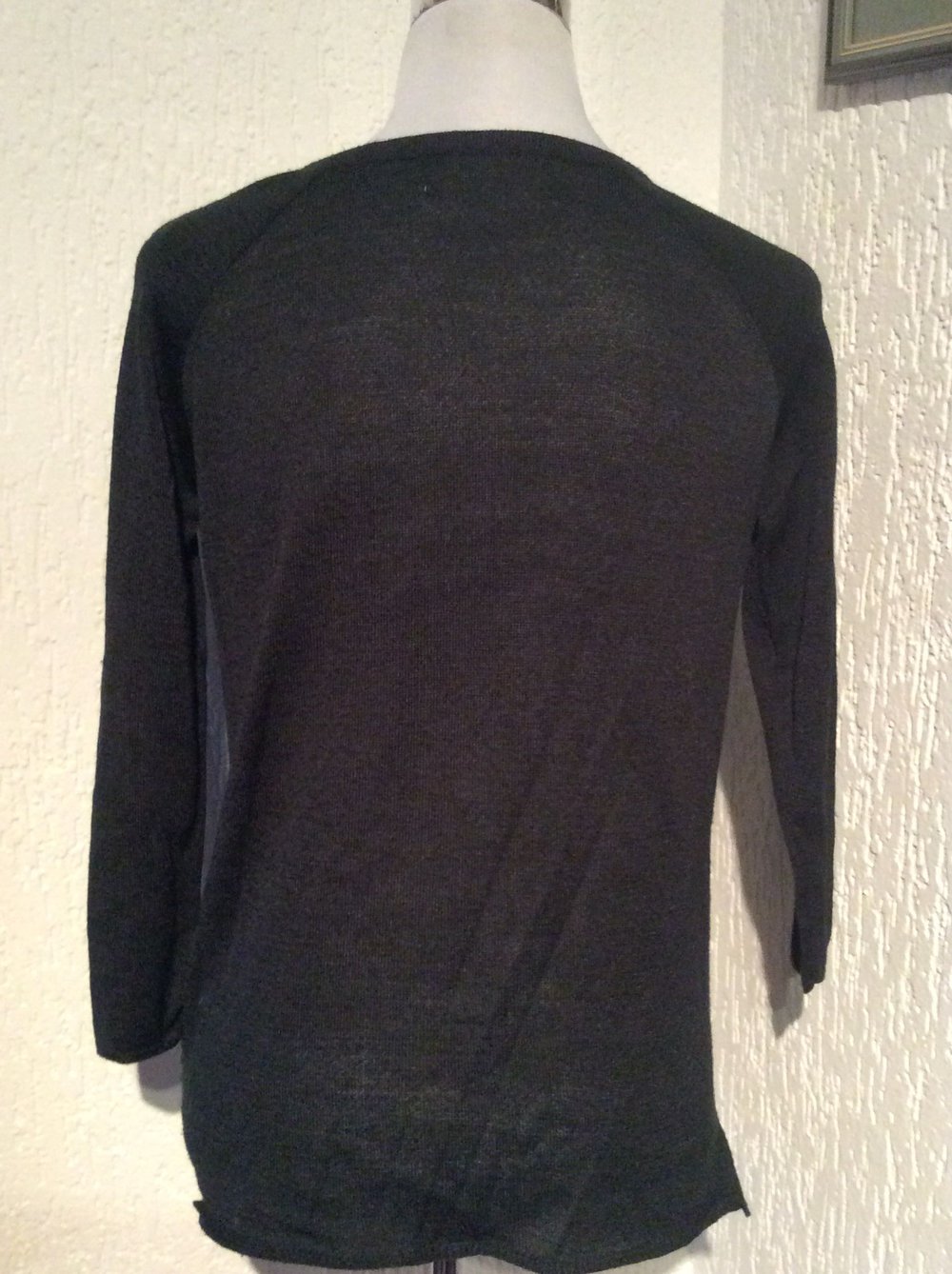 Zara Knit Pulli Pullover Größe S Kunstleder Feinstrick schwarz Khaki 