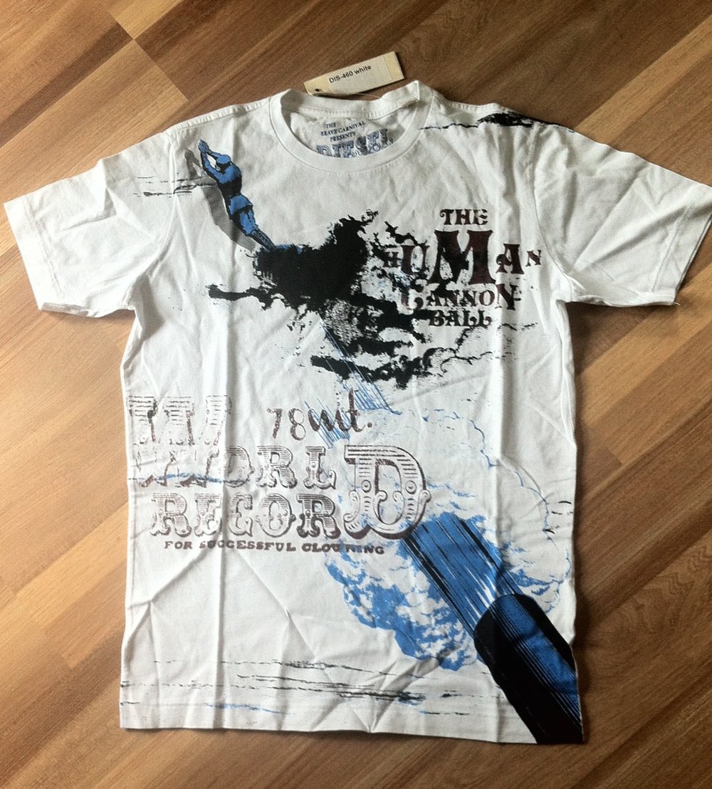   Diesel T-Shirt World 78 Blau-Braun-Weiß XS