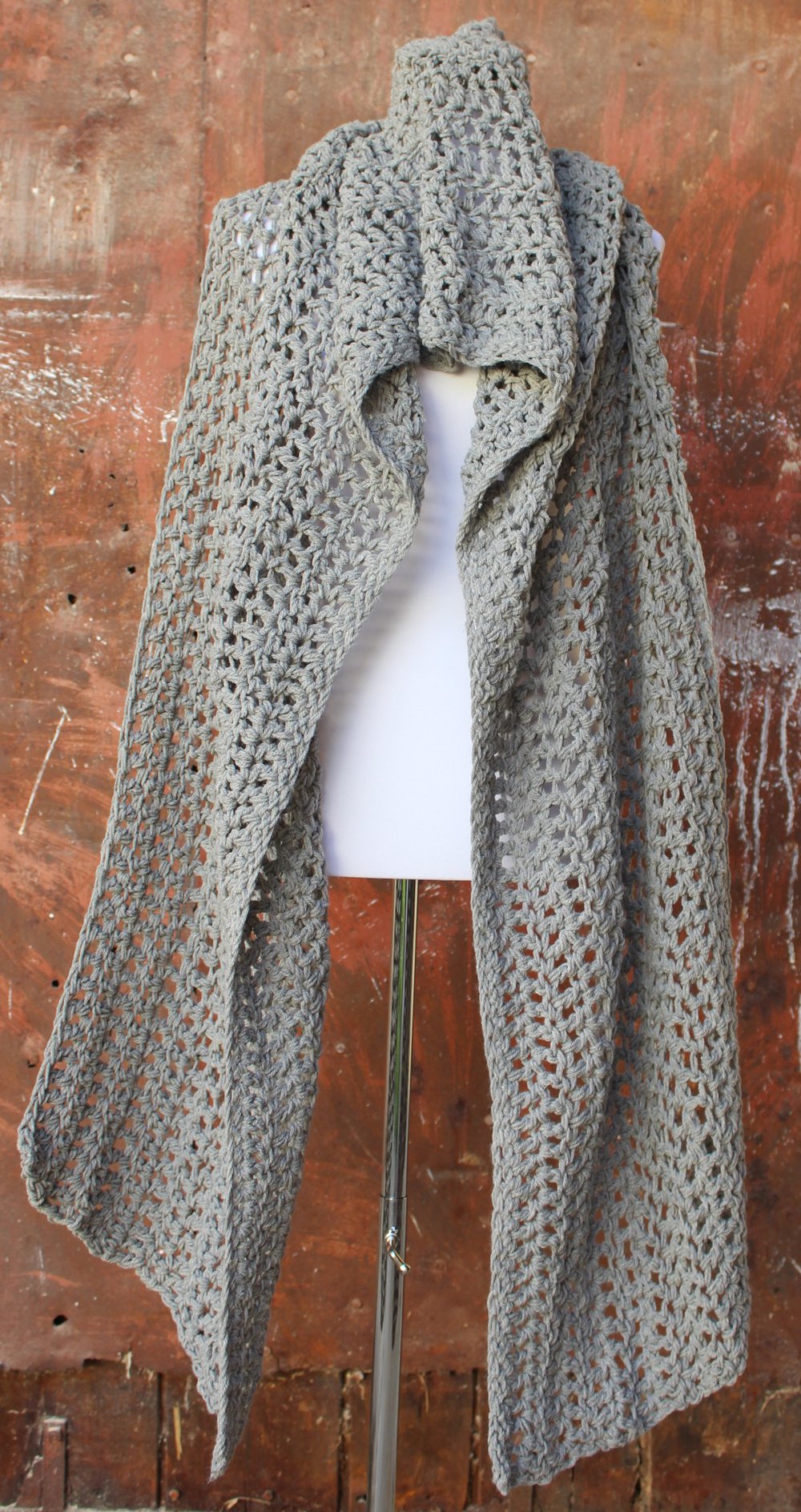 hellgrauer gehäkelter XXL Schal, DIY Unikat