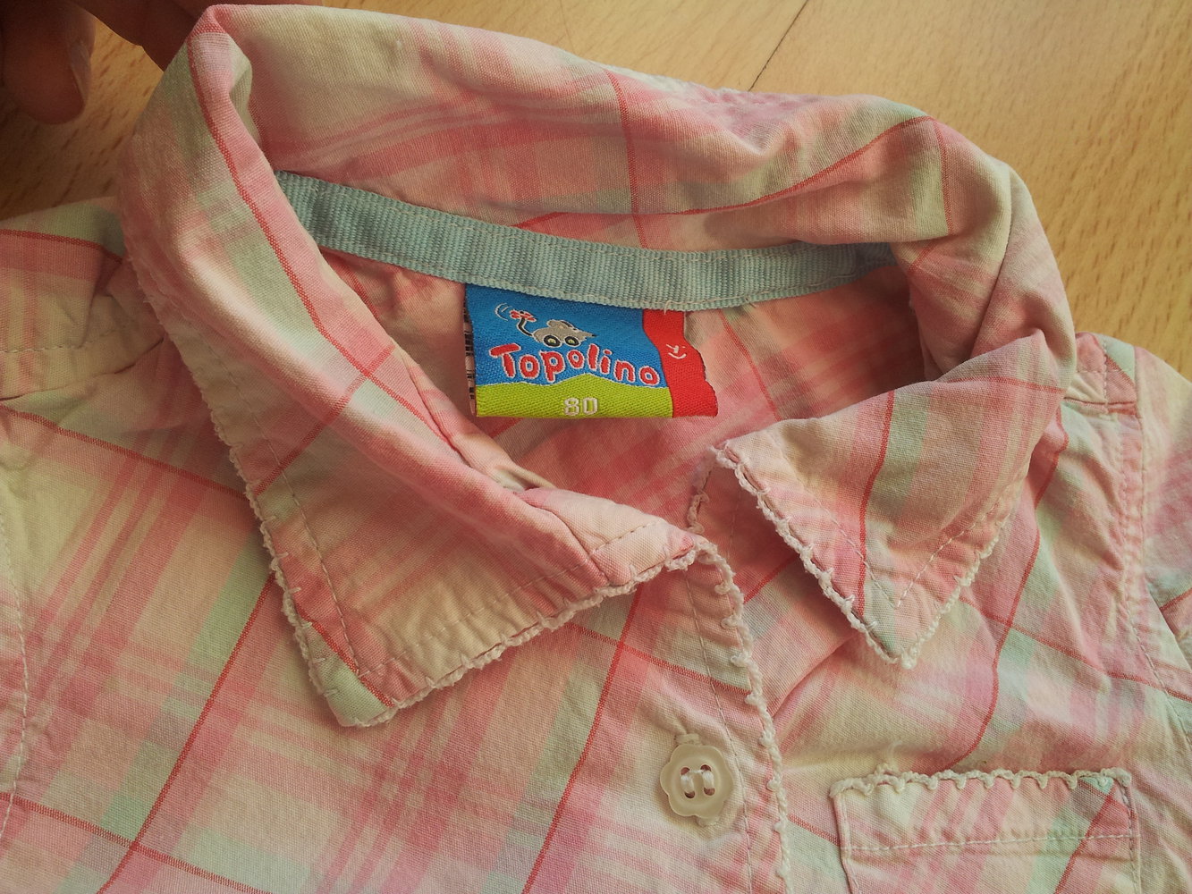  Shirt Hemd rosa weiß kariert Gr. 80 zum Knoten
