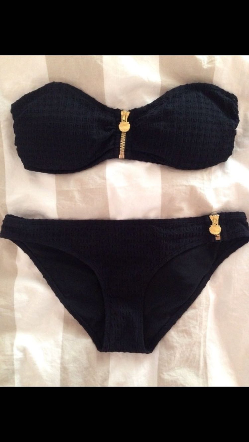 New Yorker Bikini zipper Reißverschluss schwarz Gold S XS