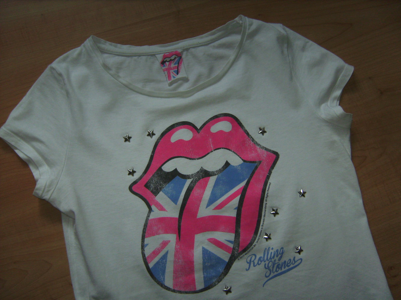 Bandshirt Kult y2k T-shirt, Rolling Stones, Gr. M, Printdruck Vintage, Flag Motivshirt