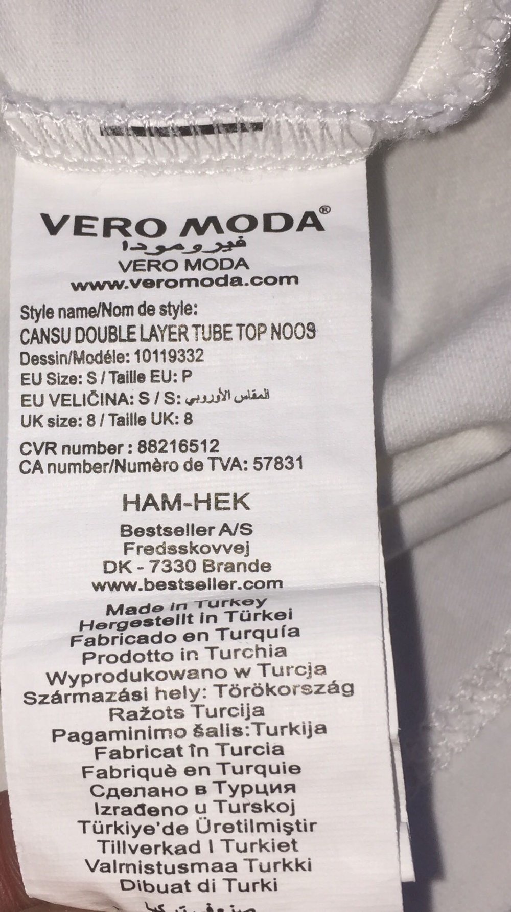 VERO MODA Tubetop TUBE weiß Gr. S