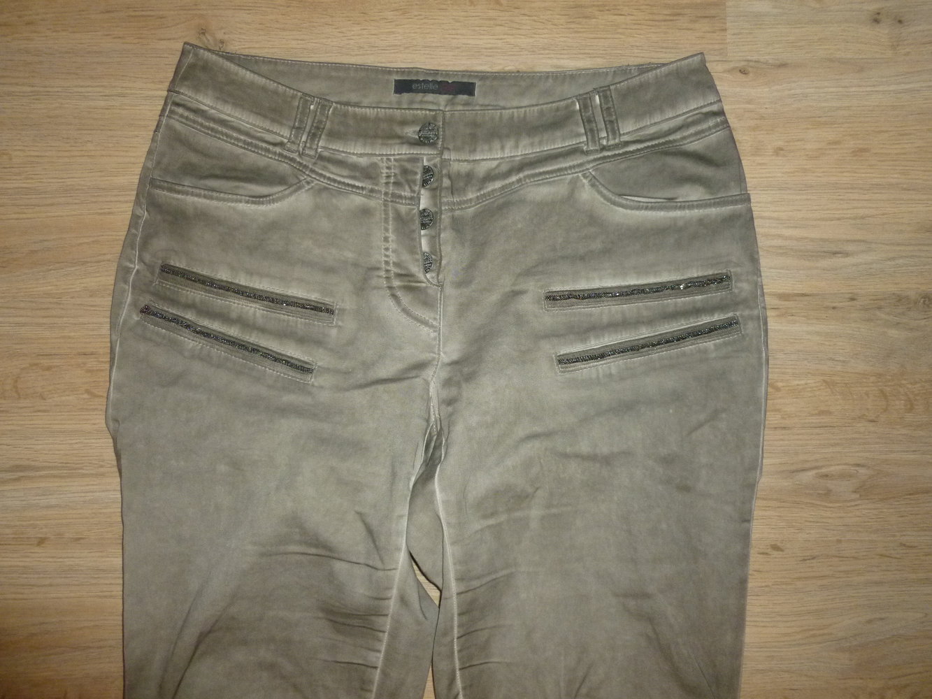 Hose Jeans beige Pailletten estelle jolie Mode Express