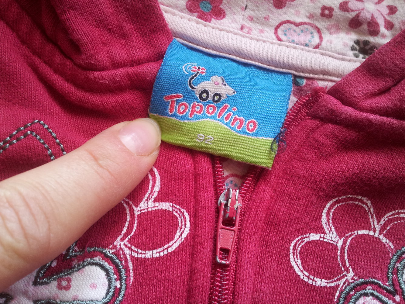 Kaputzenjacke Jacke rot Blumen Gr. 92