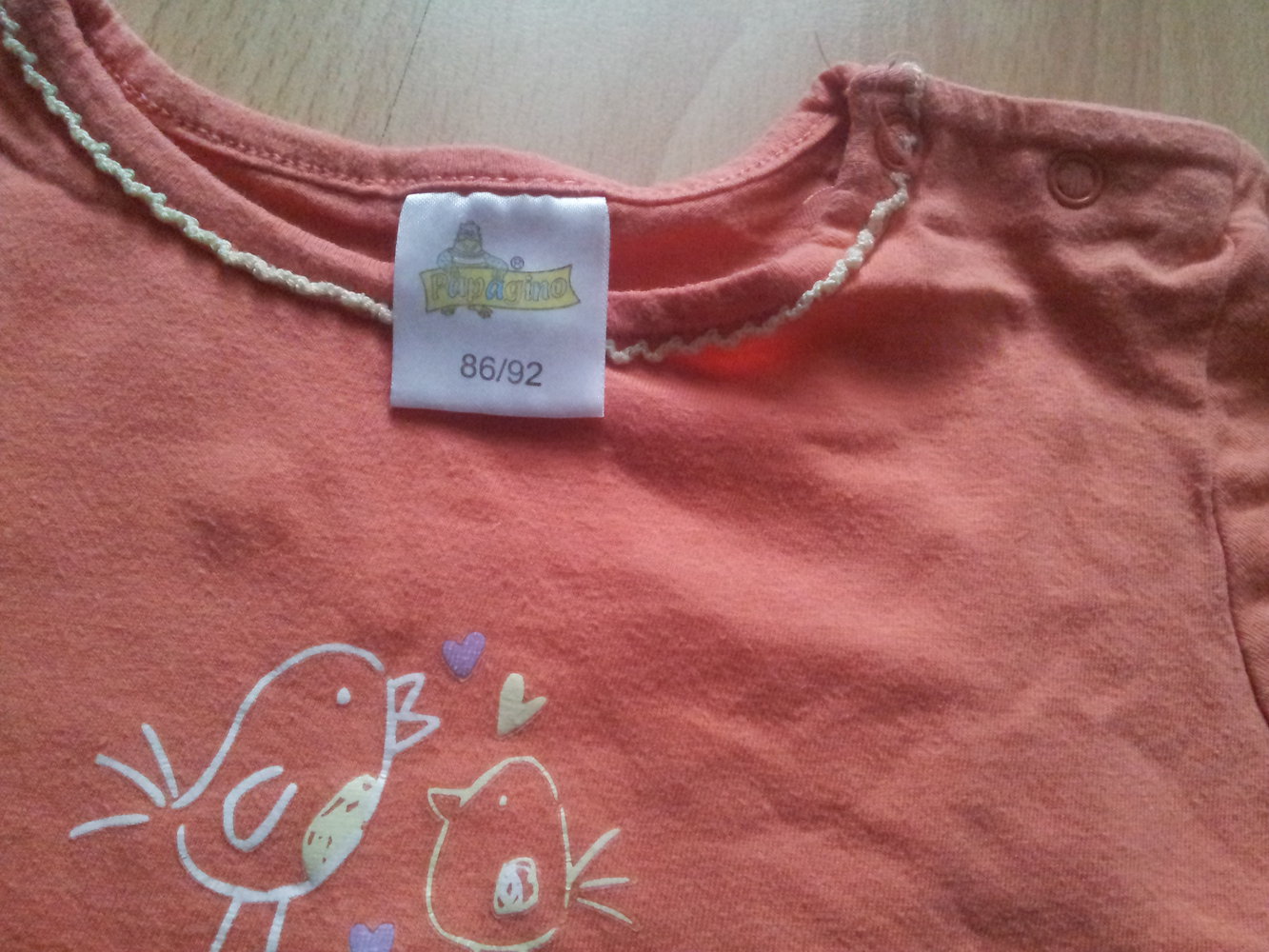  Body orange Vögel Küken kurze Ärmel Gr. 86/92 