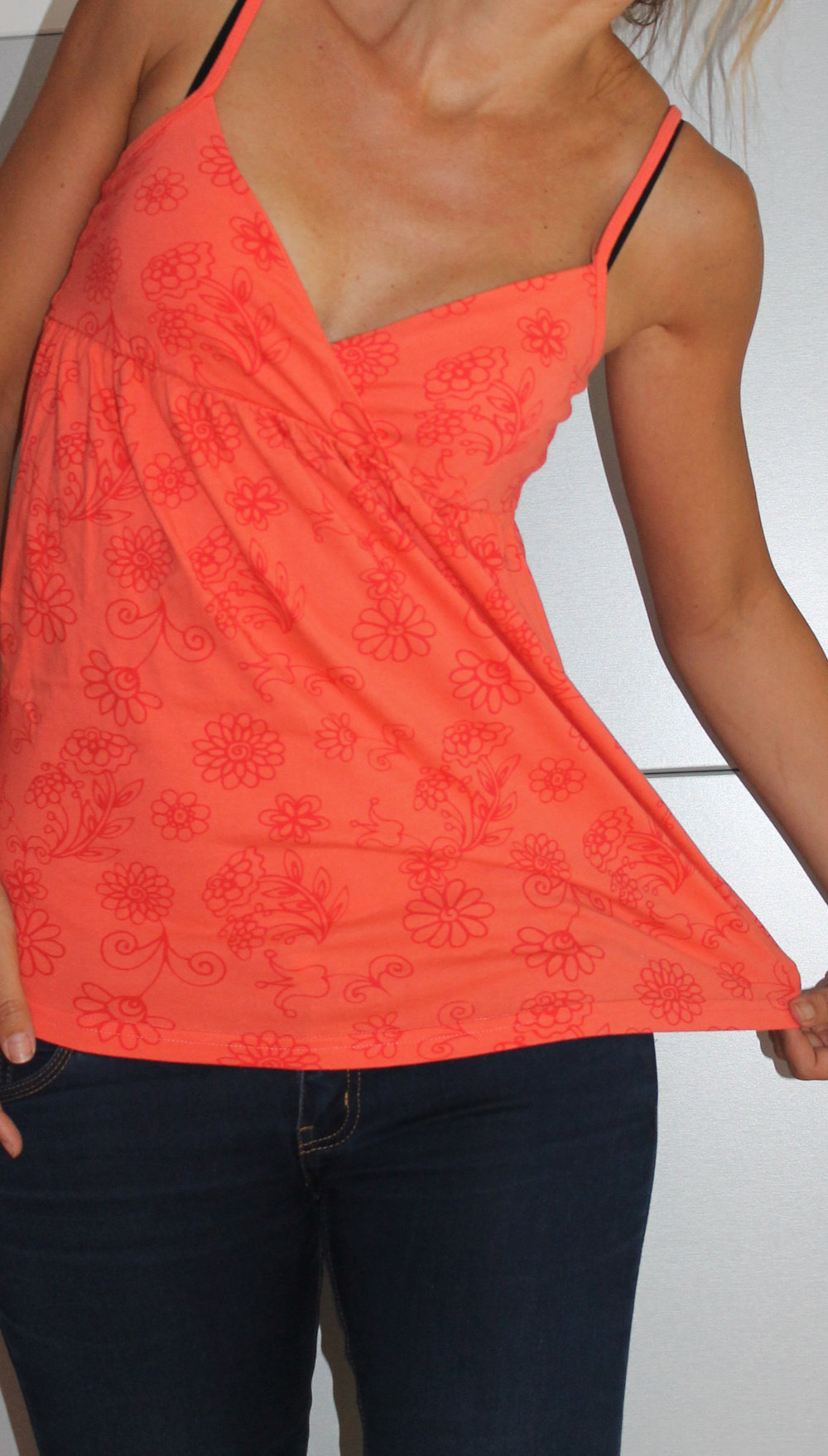 Neon Babydoll Oberteil von New Yorker mit Blümchen in orangetrf