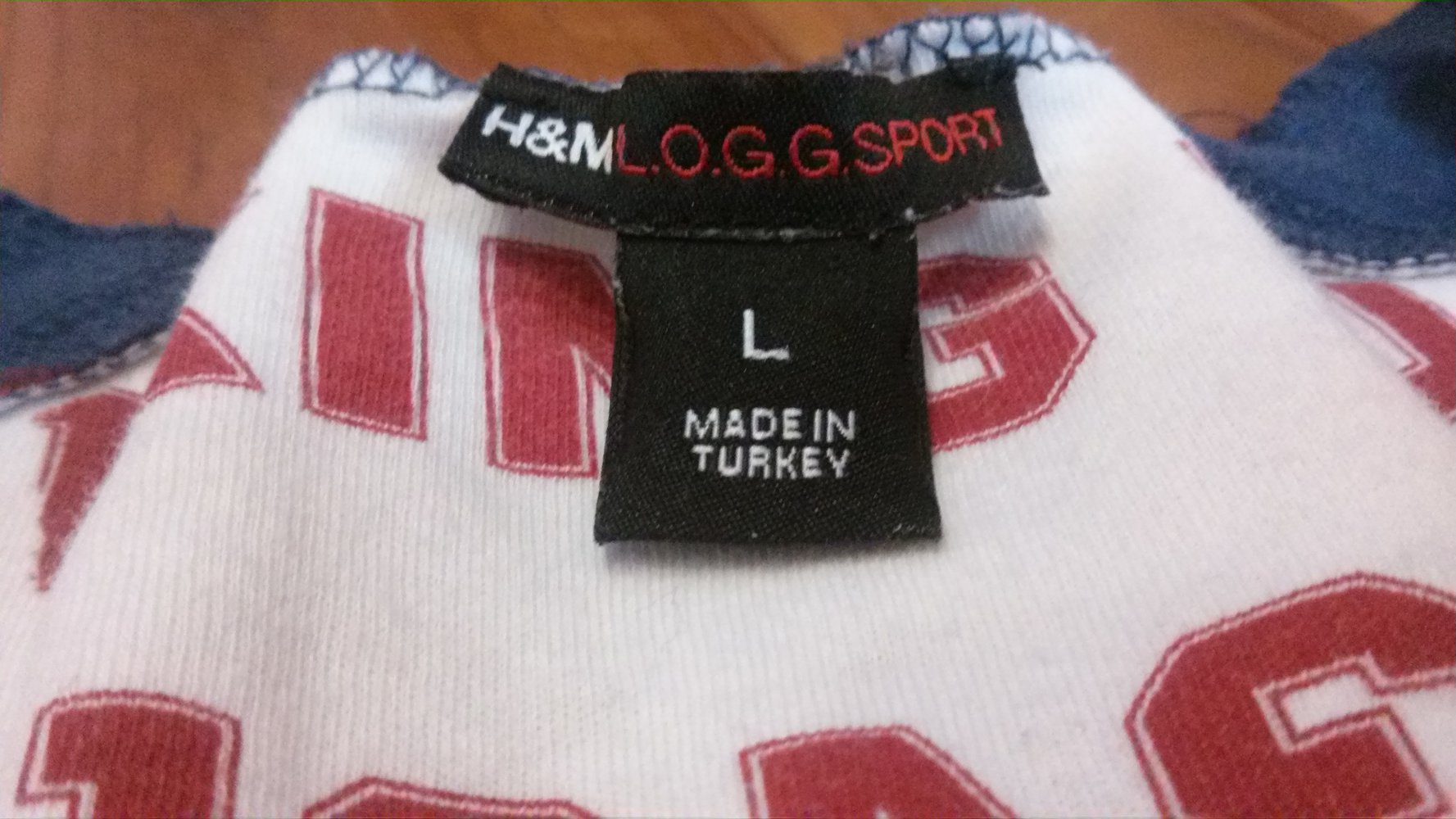 Oberteil, Aufdruck, M, 38, orange, weiß, dreiviertel Arm, H&M Logg