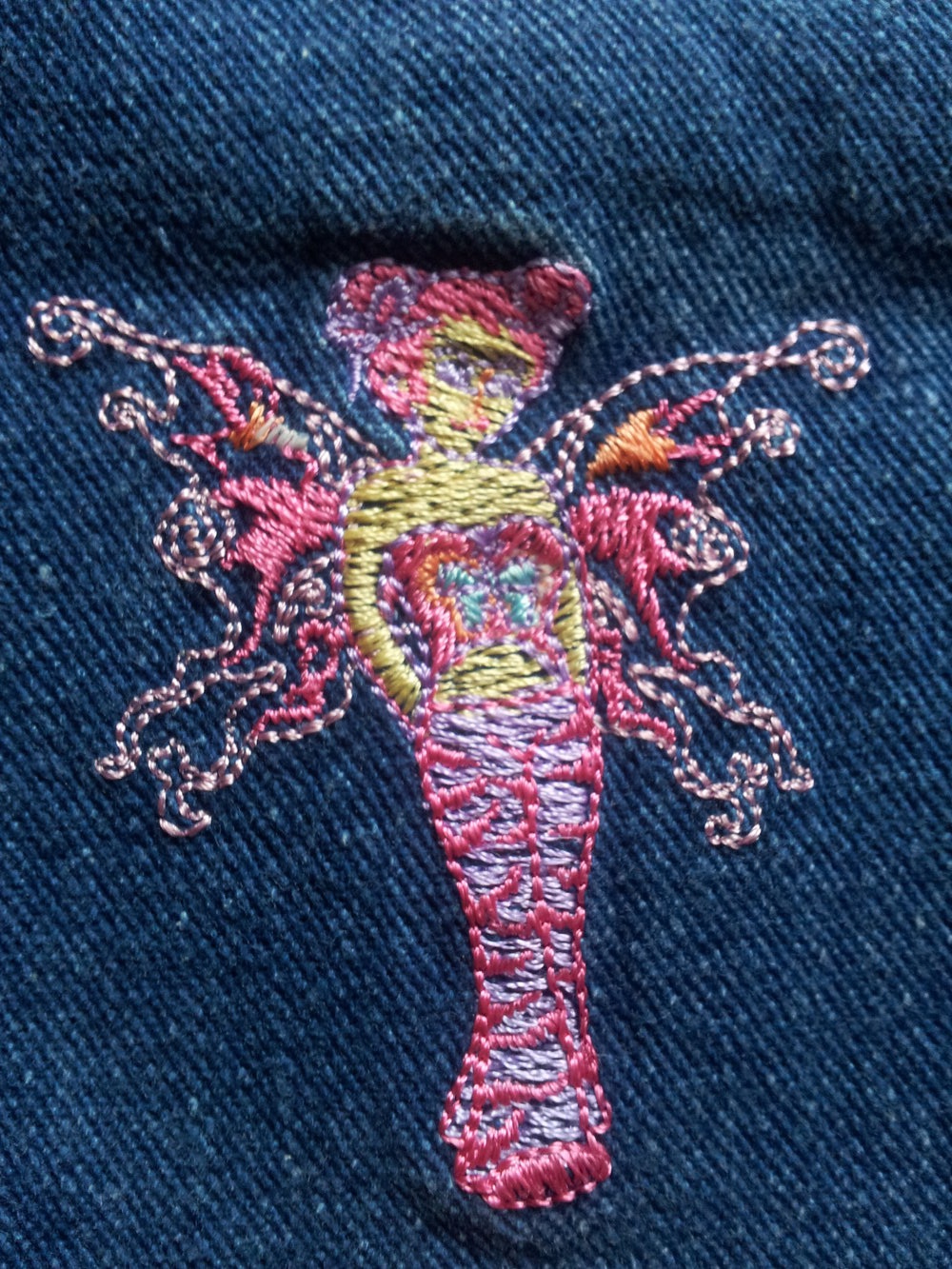  kurze Hose Jeans Stickerei Fee Gr. 86 