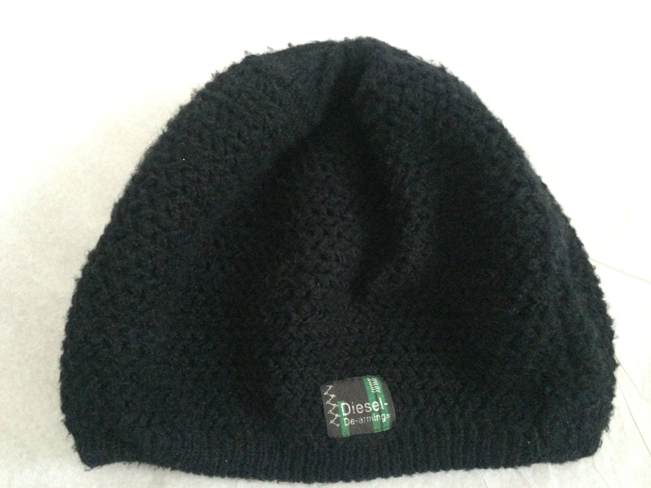 Diesel, zwei Lagen Strick Ballonmütze, Cap in schwarz