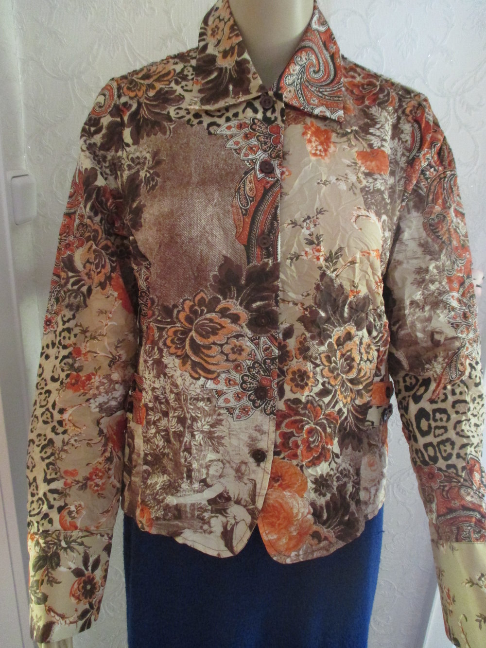 NEU Rosen-Blüten Romantik Animal Leoparden Seiden-Satin Crinkel Hemd BLUSE 