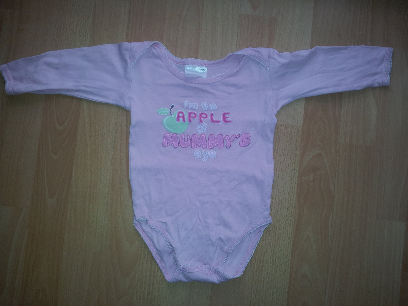 Body Spruch rosa pink Gr. 86 lange Ärmel