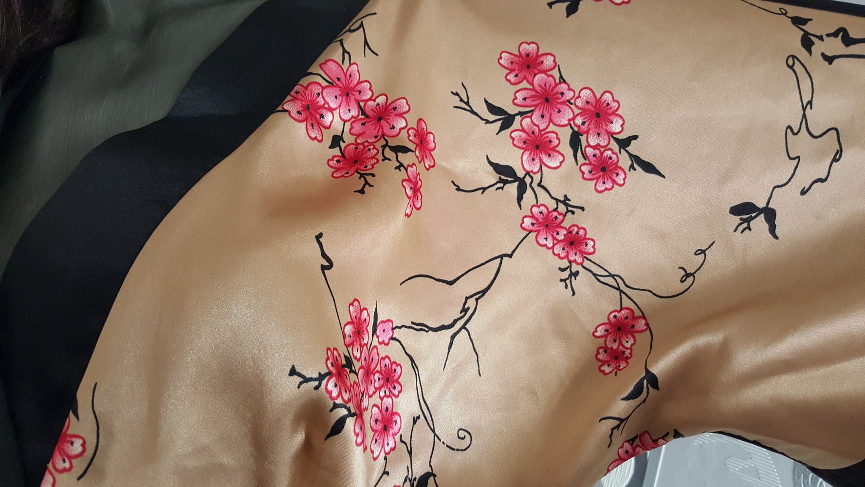 Gold Schwarze Asia Bluse 40 M / L