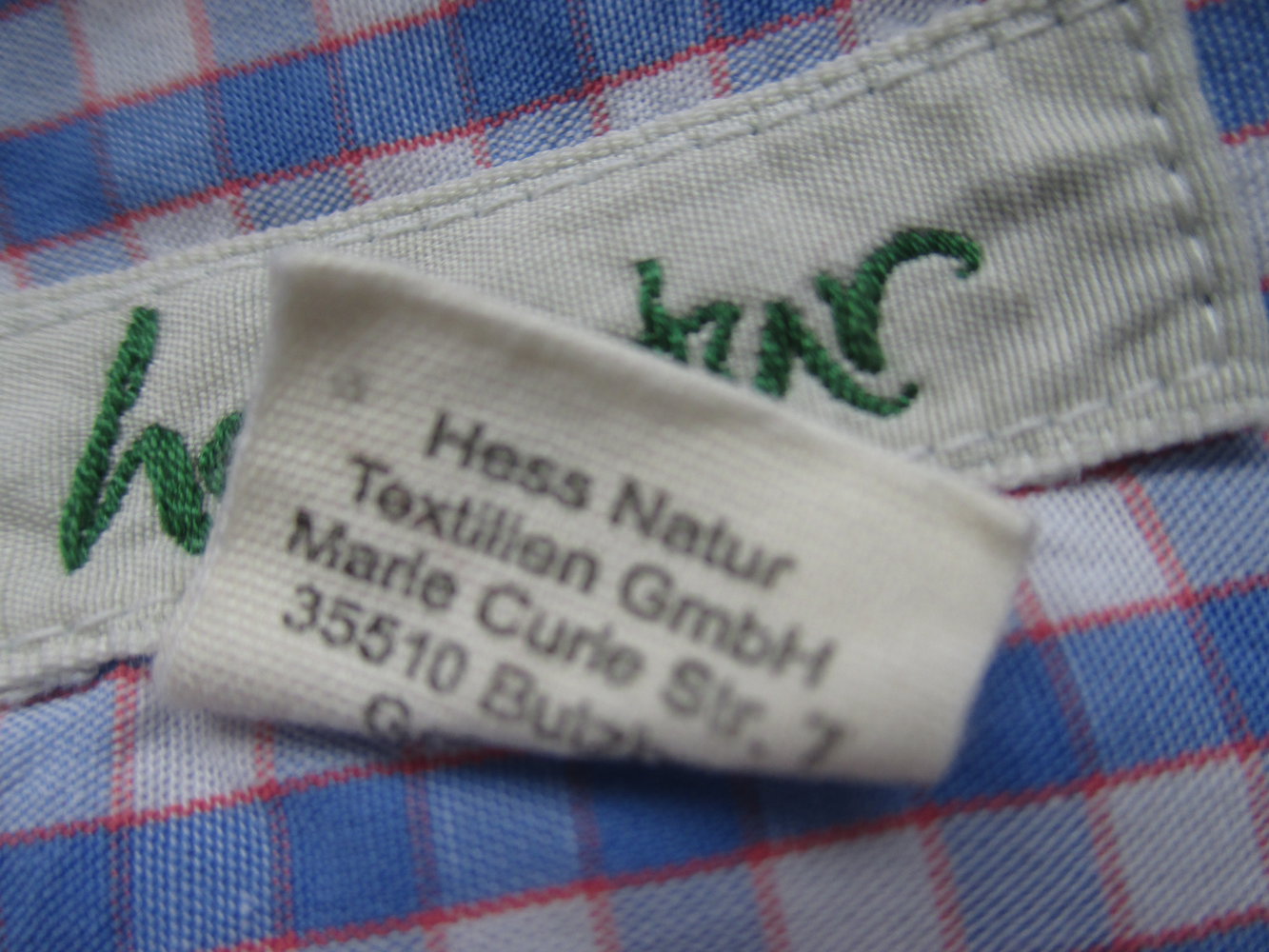 Hess Natur, Kurzarmbluse, balu - weiß kariert, Gr. 38, 100 % Bio Baumwolle