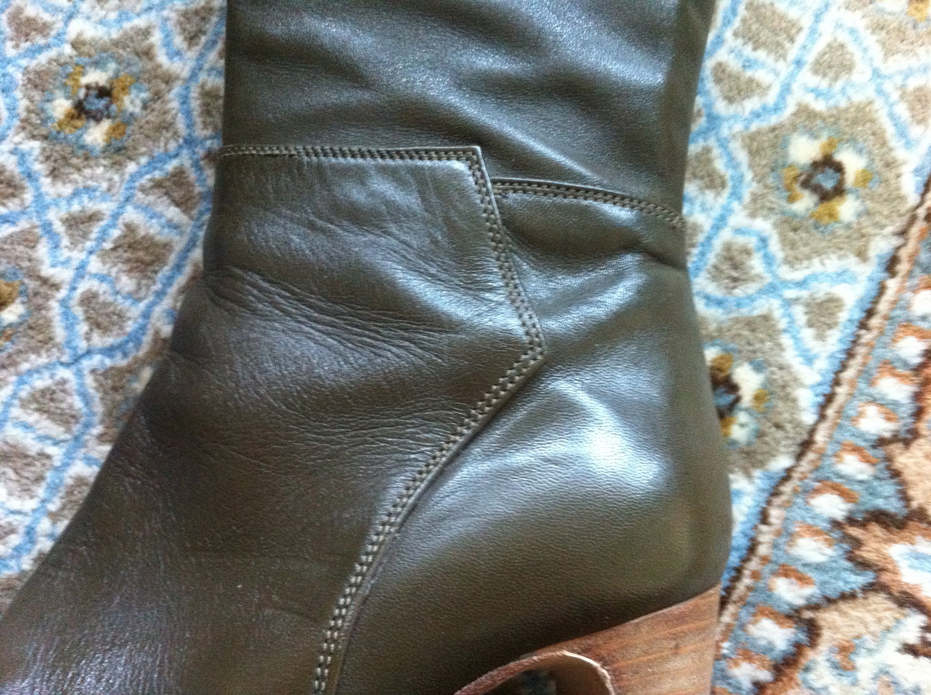 Damenstiefel Lederstiefel Leder Stiefel halbhohe Stiefel oliv/kaki *gebraucht *