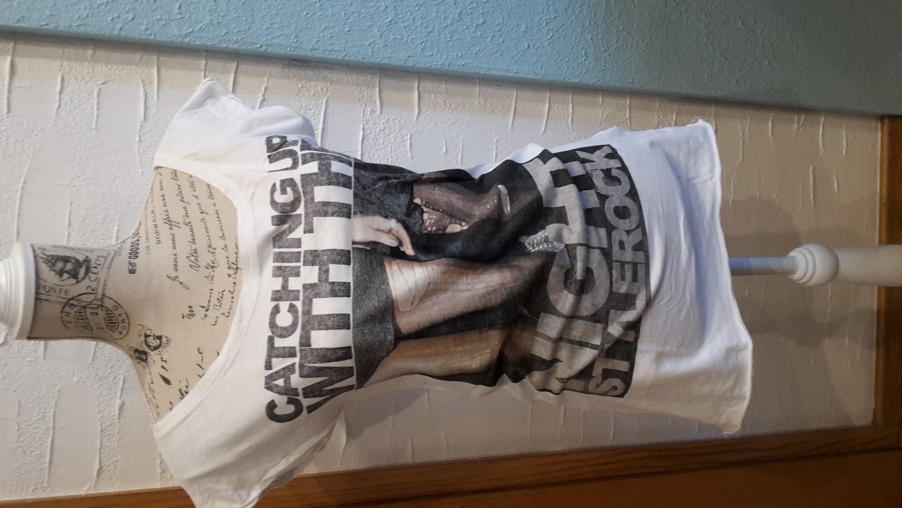 leichtes weißes T shirt mit schwarzem Druck Gr. M/40 S