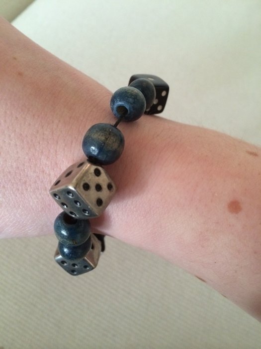 Würfelarmband Holz silber schwarz türkis grün