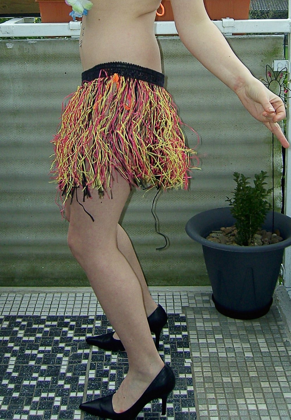 Strandrock, Pau Skirts, Hula Rock mit Gummibund, Fransen Look, Bunt, Gr. S