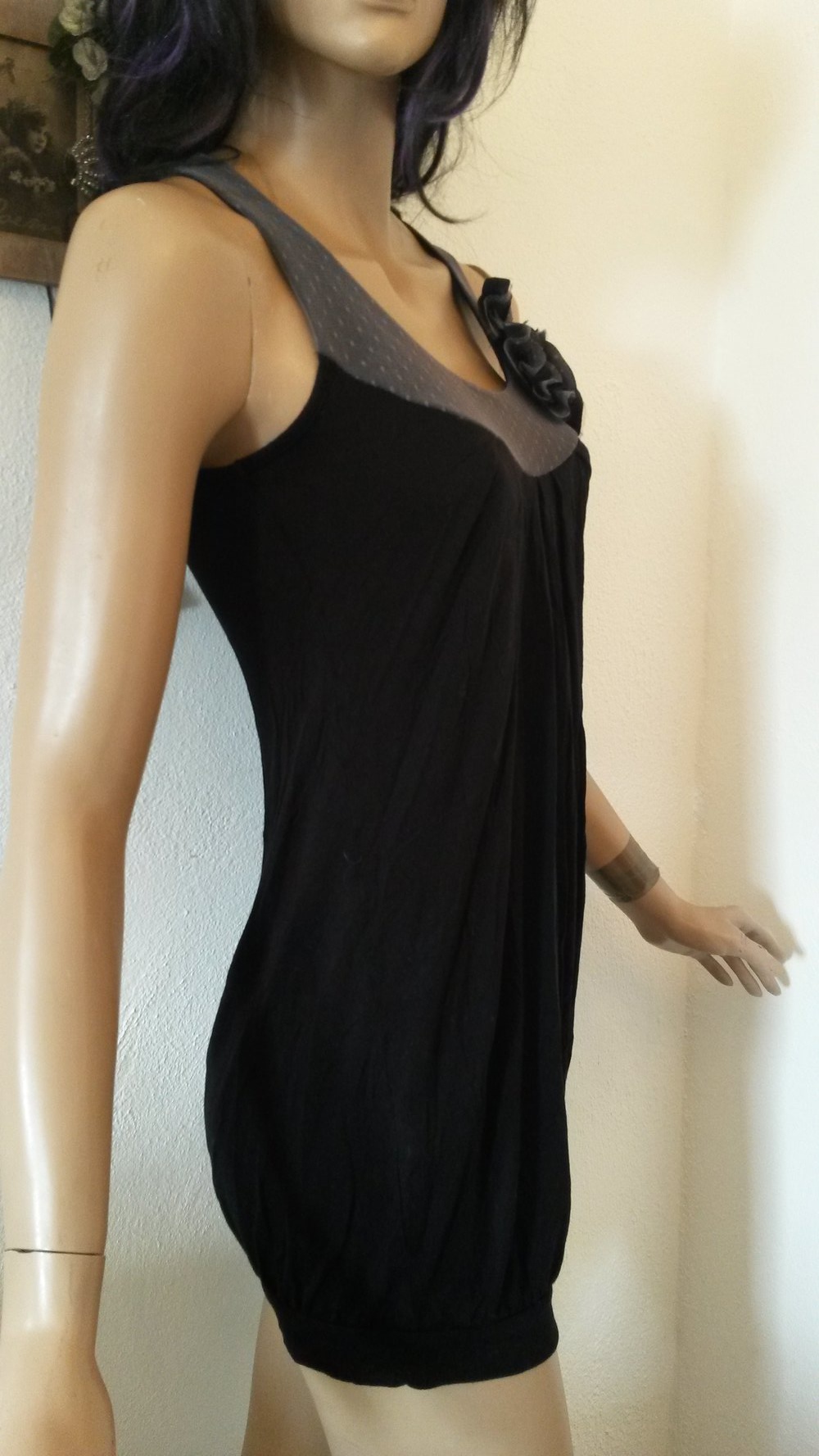 Longshirt/Minikleid mit Tüllpasse und 3 witzigen Tüll-Blüten 