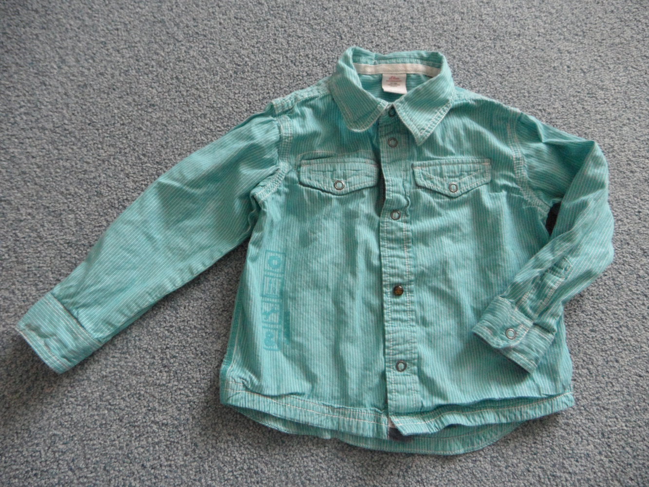 tolles Hemd s.Oliver türkis krempelbar Hubschrauber