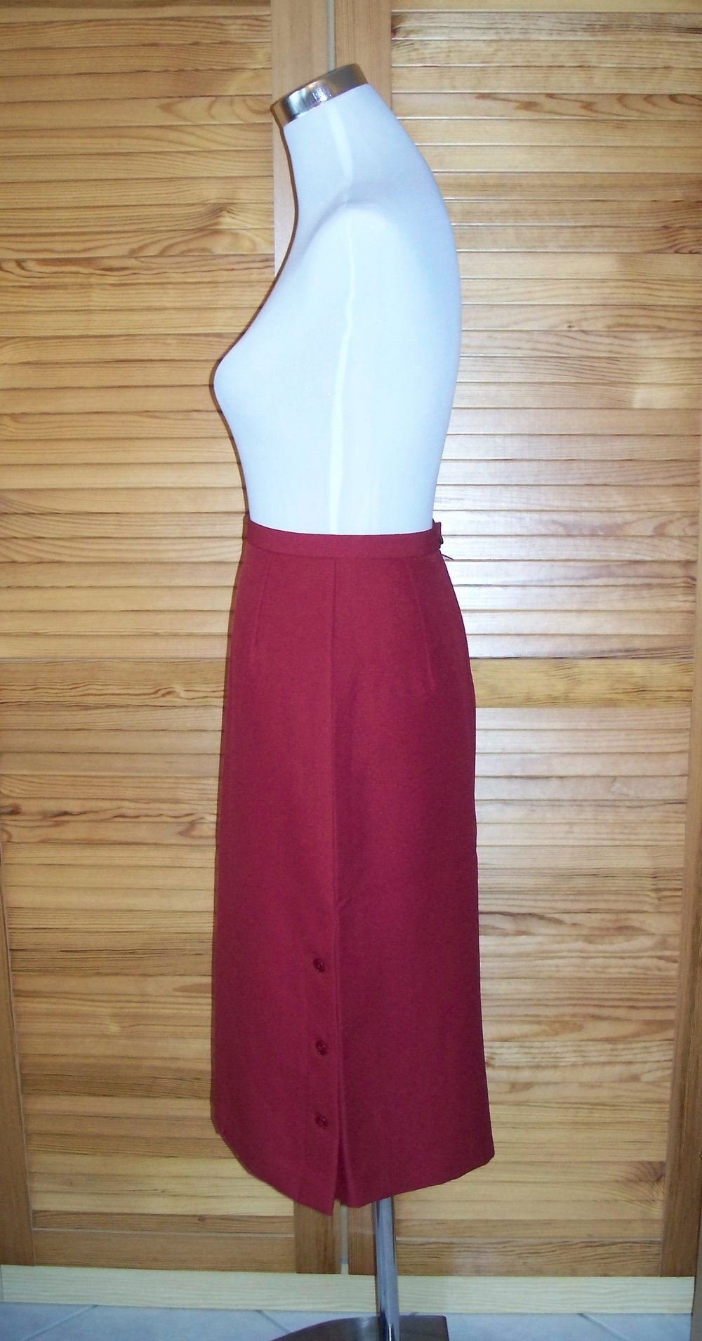 VINTAGE// Schöner roter Midirock (highwaist) mit Knöpfen von *Trevira* Gr. 34/ 36 Herbst