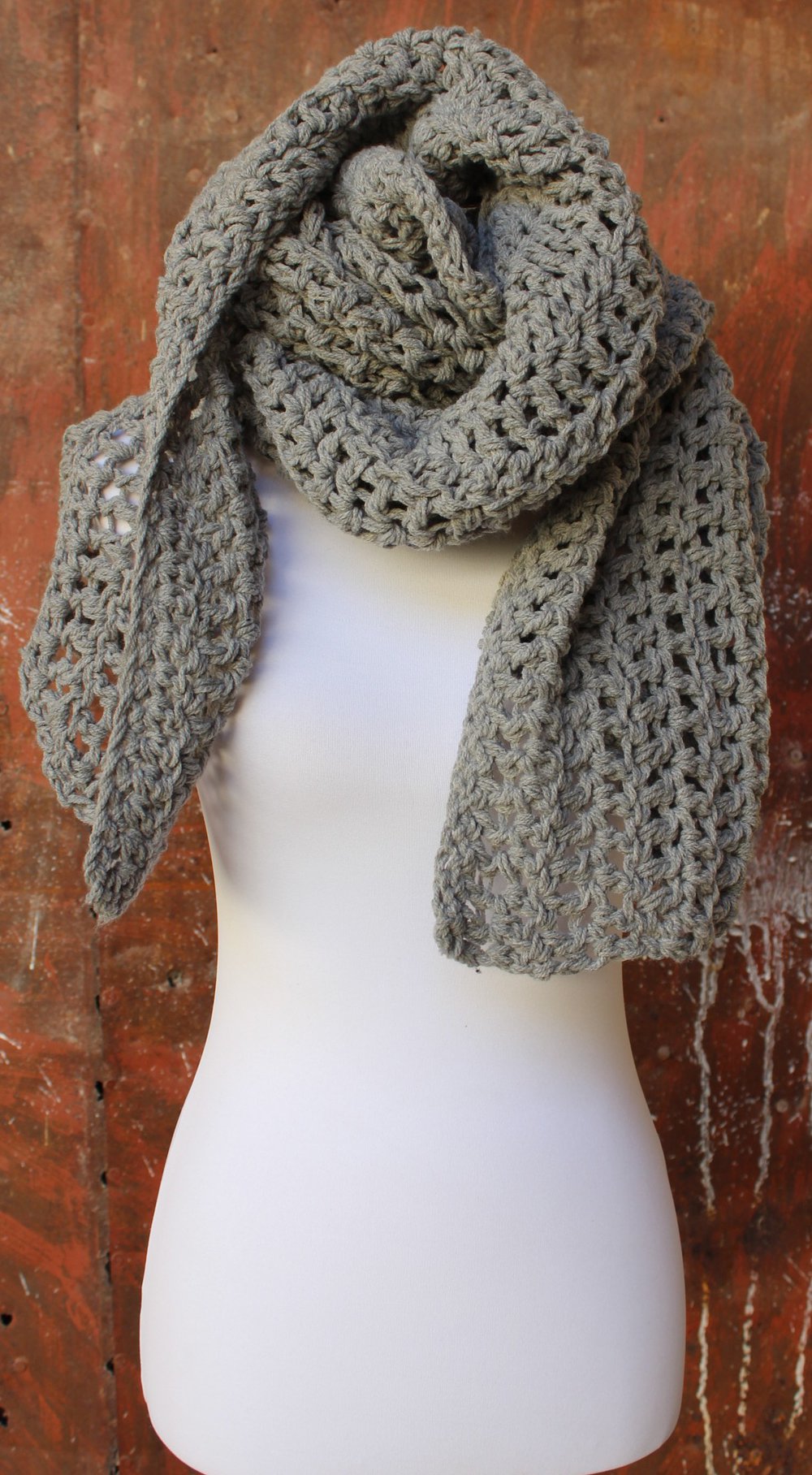 hellgrauer gehäkelter XXL Schal, DIY Unikat