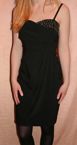 Abendkleid in schwarz, Pailletten in silber, Größe XS