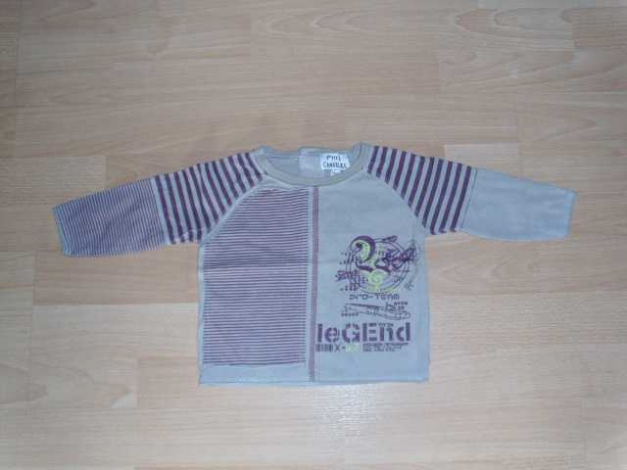 Langarmshirt von Petit Canailles, beige gestreift, Gr. 80