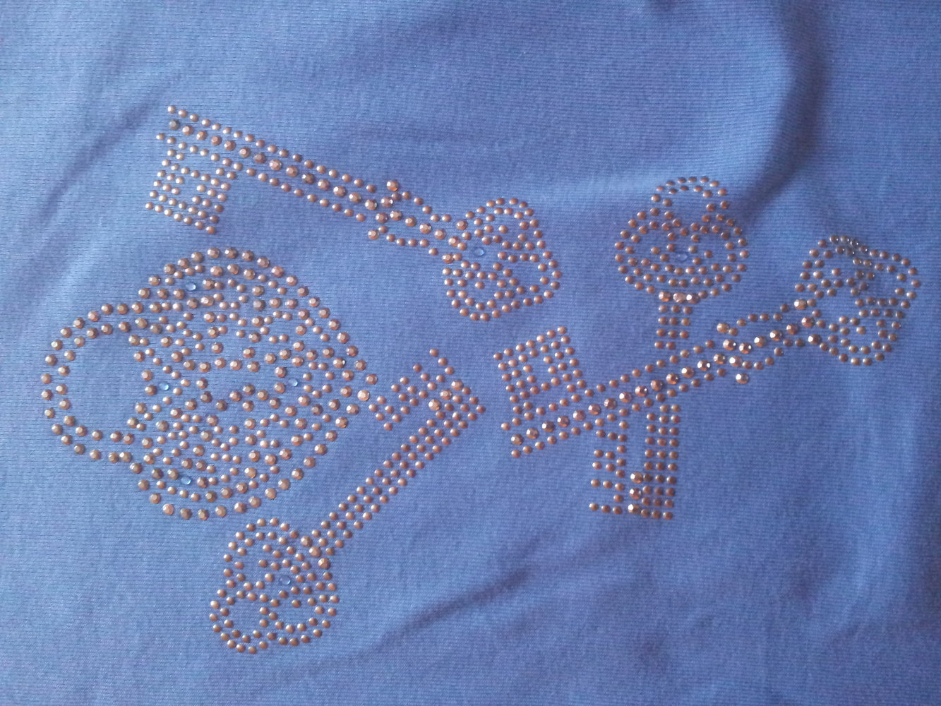  Top 3/4 Ärmel Olsen blau Strass