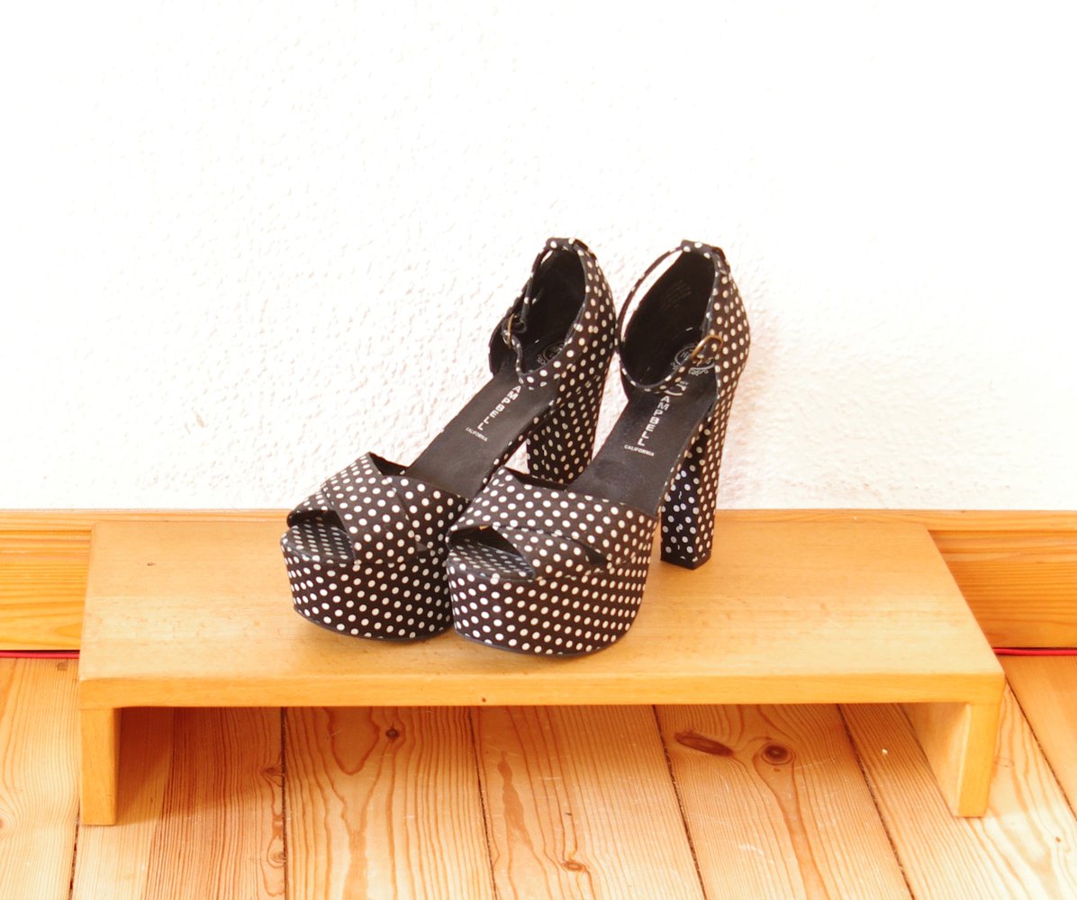 Jeffrey Campbell Gr. 41 El Carmen Plateau Schuhe Sandalen schwarz weiß Polkadots