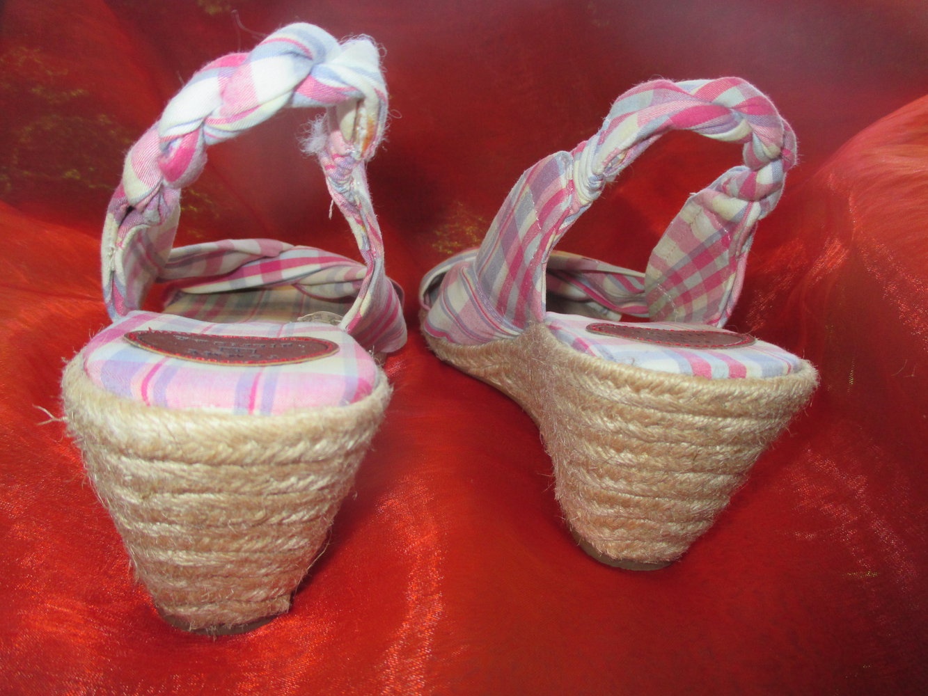 NEU 50er Jahre Rockabilly Style Keil- Absatz Wedges Karo SANDALEN SANDALETTEN 