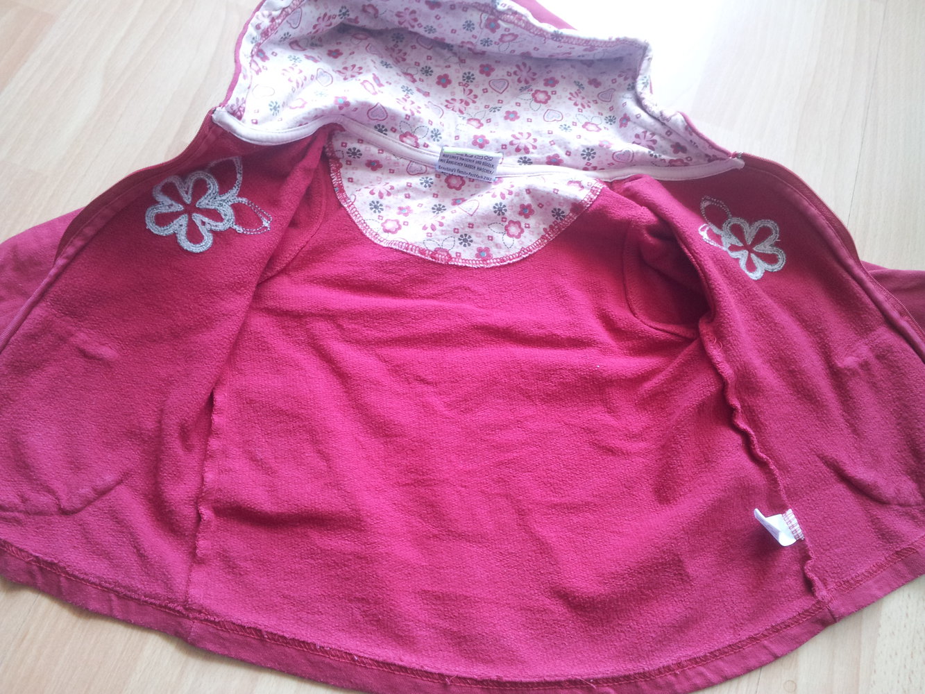 Kaputzenjacke Jacke rot Blumen Gr. 92