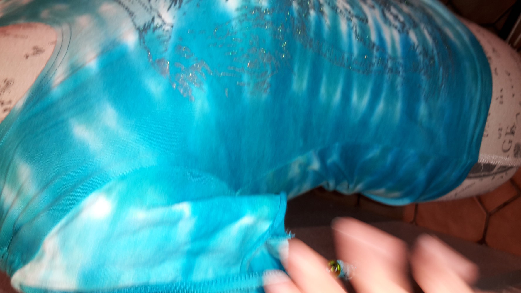 Gr.36/S Tshirt Batik Muster blau petrol hellblau 