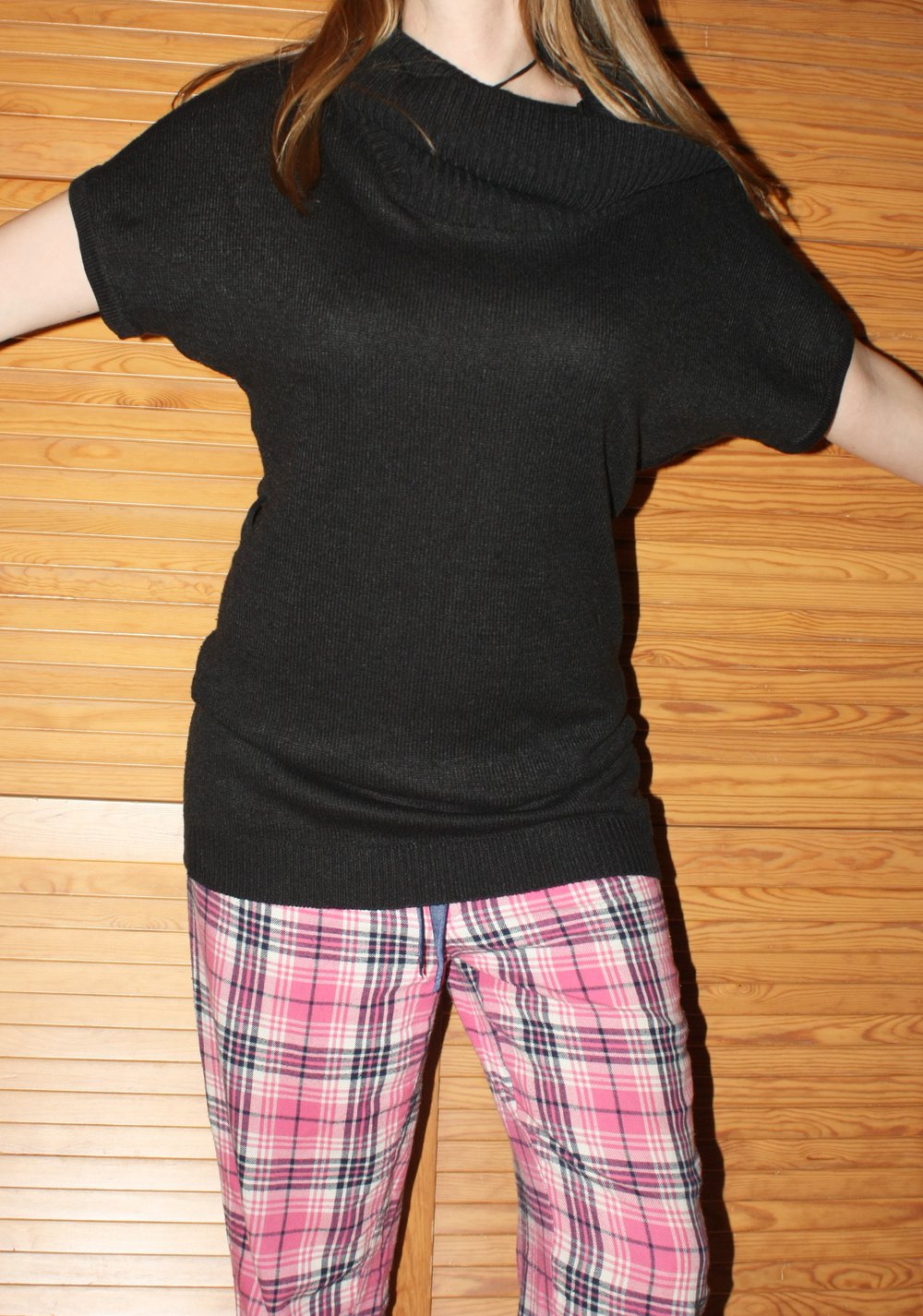 Schwarzes Fledermaus T-Shirt mit Rollkragen, Gr. 36