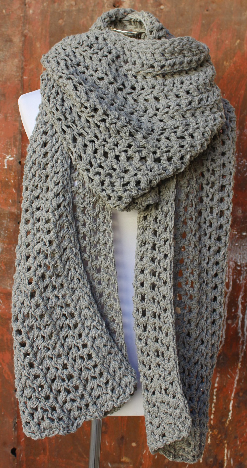 hellgrauer gehäkelter XXL Schal, DIY Unikat