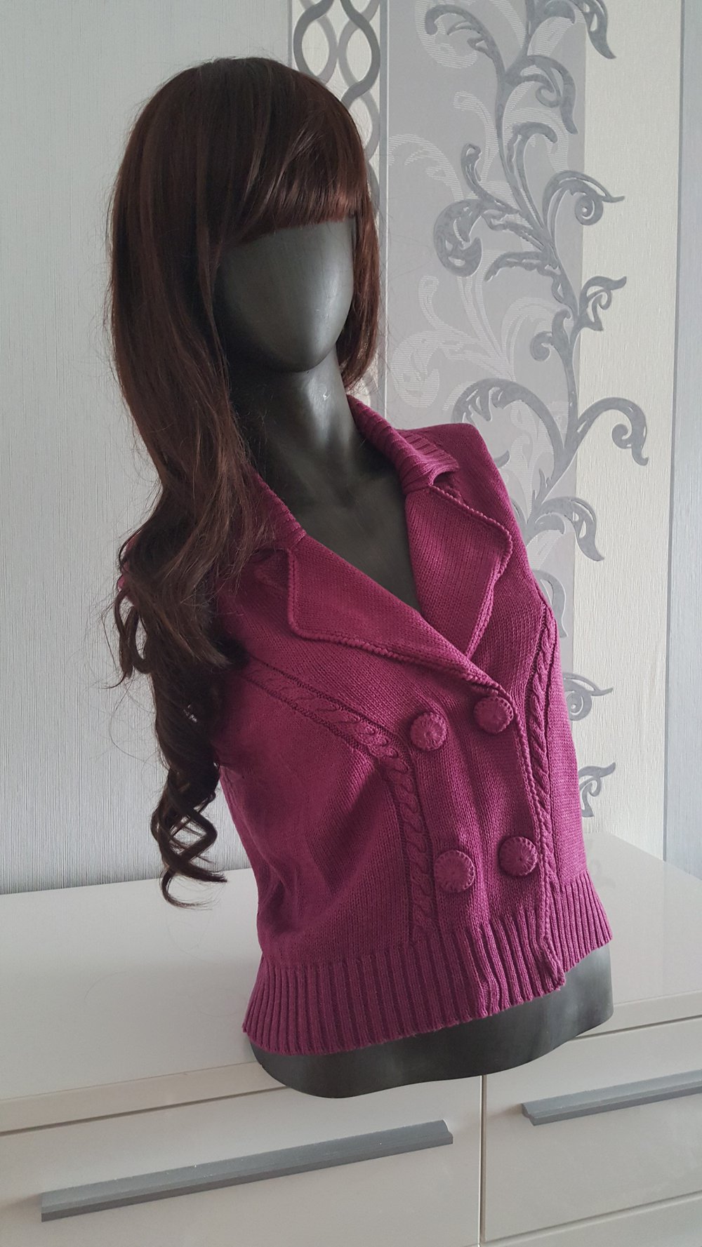 Rosa Weste Biker Vintage Strick L 40