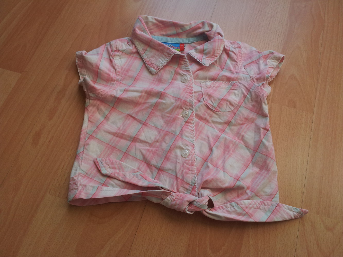  Shirt Hemd rosa weiß kariert Gr. 80 zum Knoten