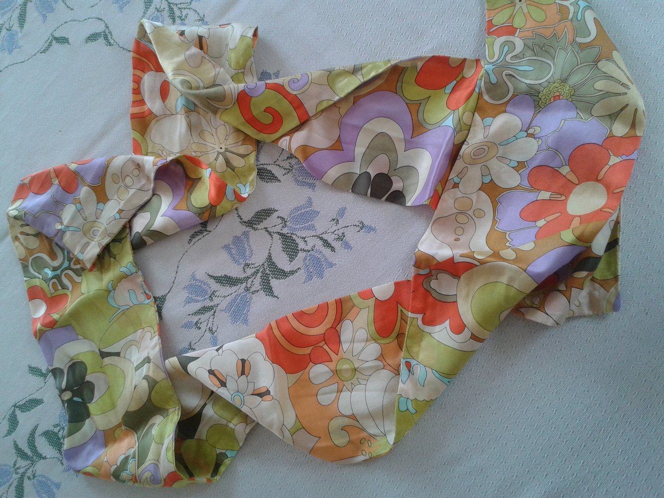 Tuch schmal kurz dünn bunt Blumen