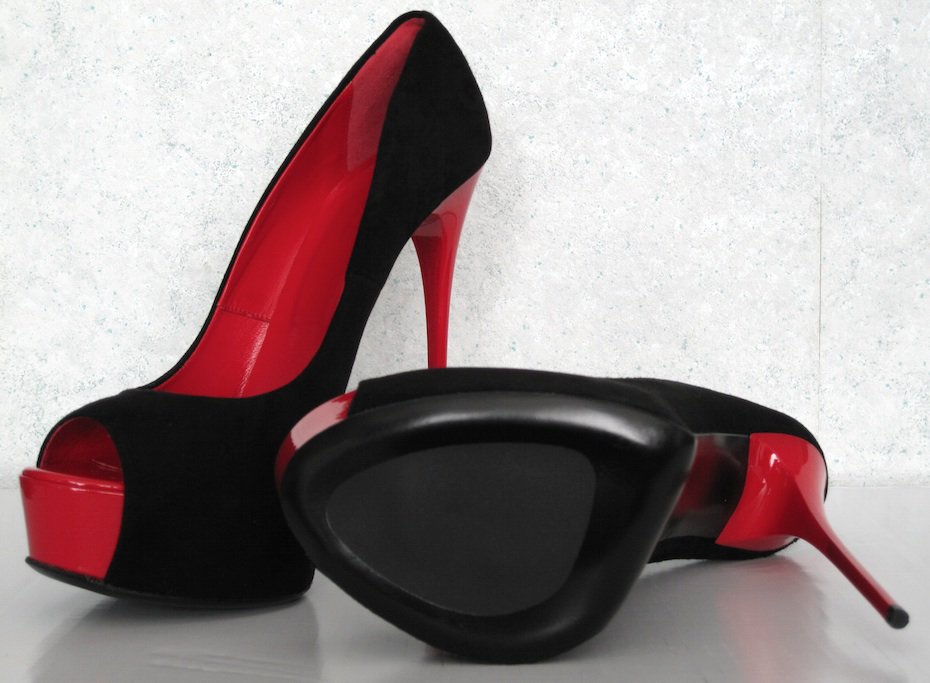 Sexy Plateau Peeptoe Pumps Highheels Gr. 43 schwarz/rot neu